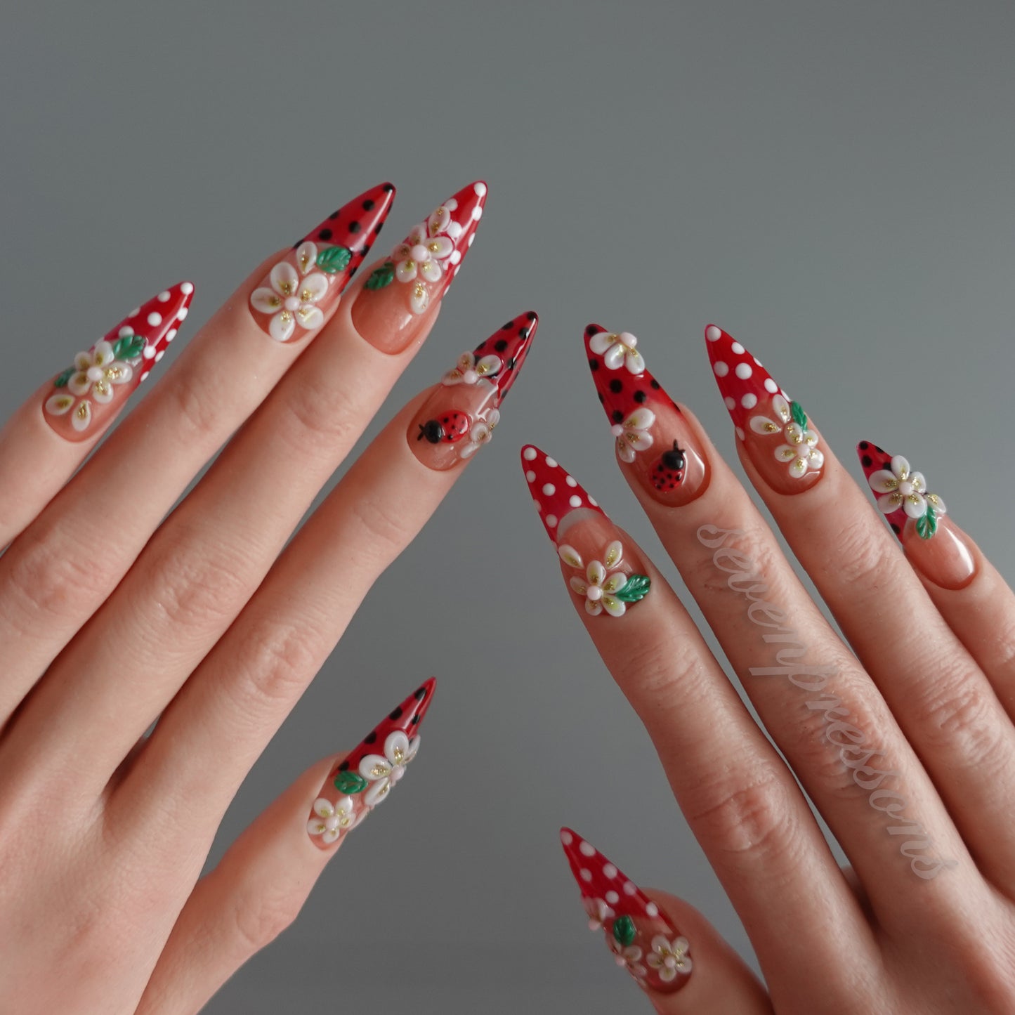 🌼 Ladybug Picnic — Press-On Nail Set  2510237