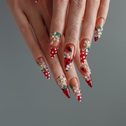 🌼 Ladybug Picnic — Press-On Nail Set  2510237