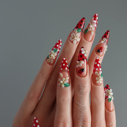 🌼 Ladybug Picnic — Press-On Nail Set  2510237