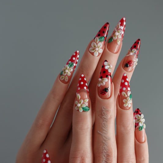 🌼 Ladybug Picnic — Press-On Nail Set  2510237
