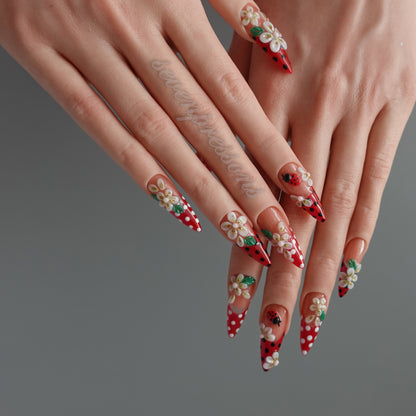 🌼 Ladybug Picnic — Press-On Nail Set  2510237