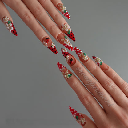 🌼 Ladybug Picnic — Press-On Nail Set  2510237