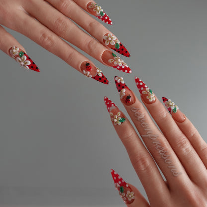 🌼 Ladybug Picnic — Press-On Nail Set  2510237