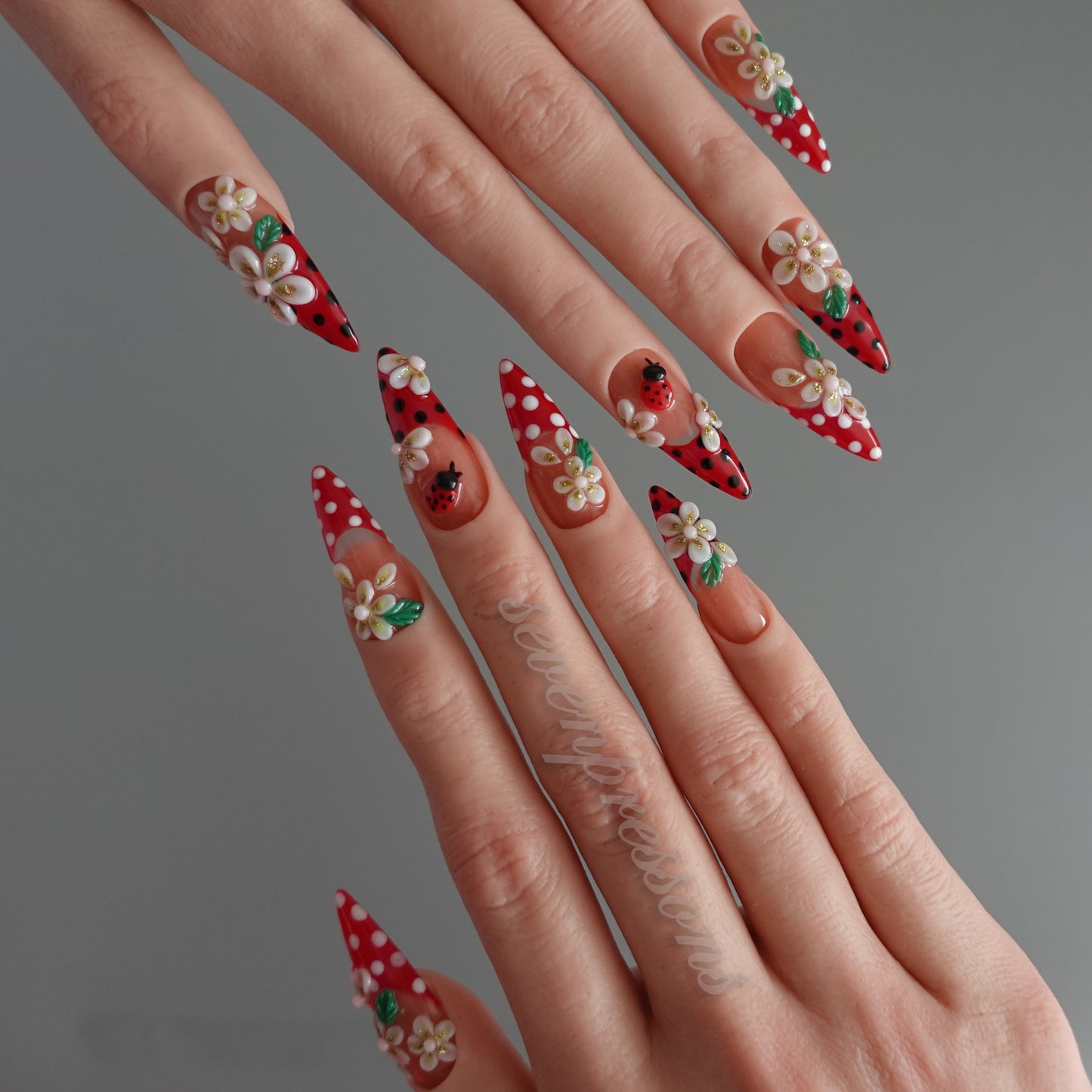 🌼 Ladybug Picnic — Press-On Nail Set  2510237