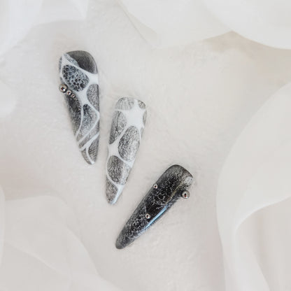 Midnight Ritual Hand Embossed Nails 2504101