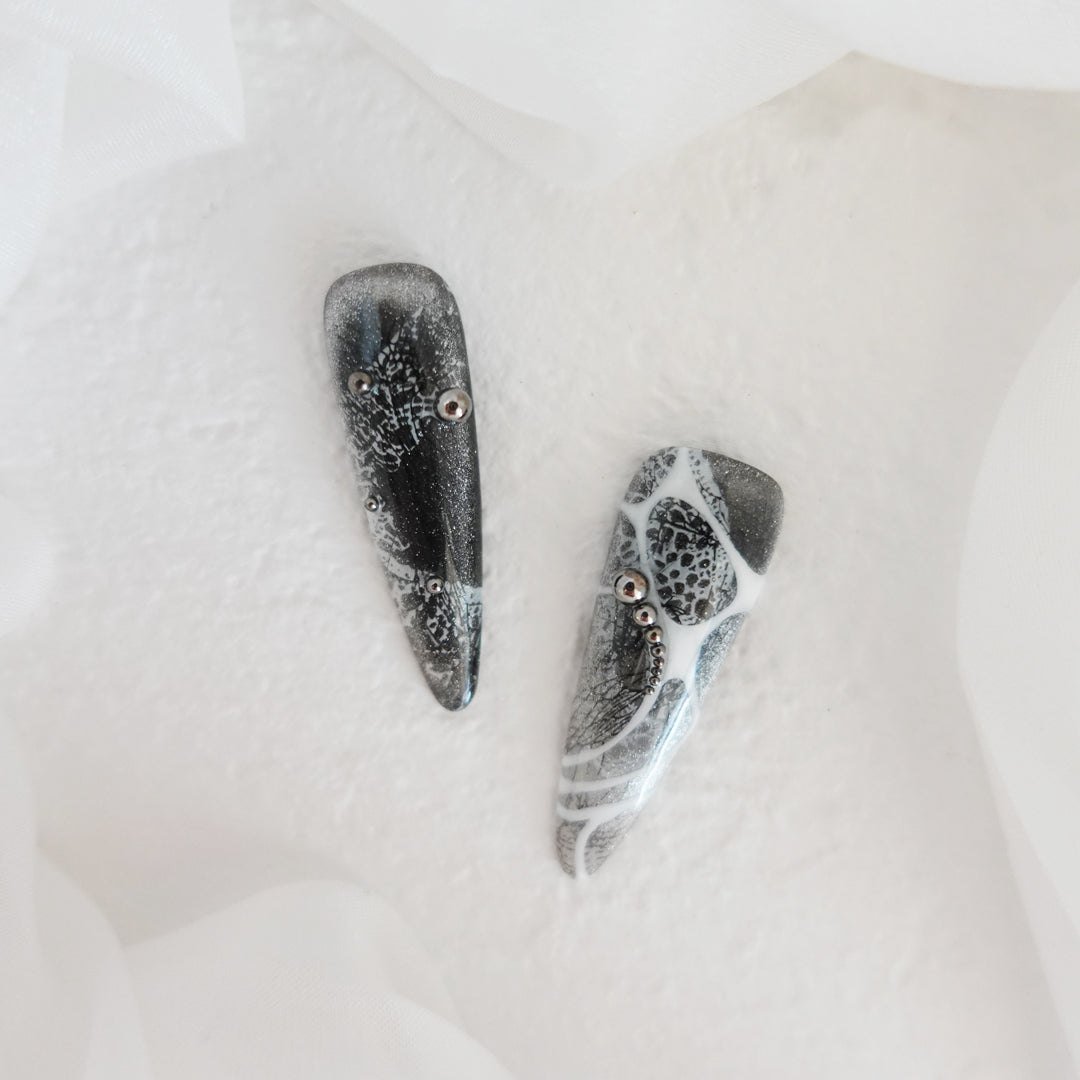 Midnight Ritual Hand Embossed Nails 2504101