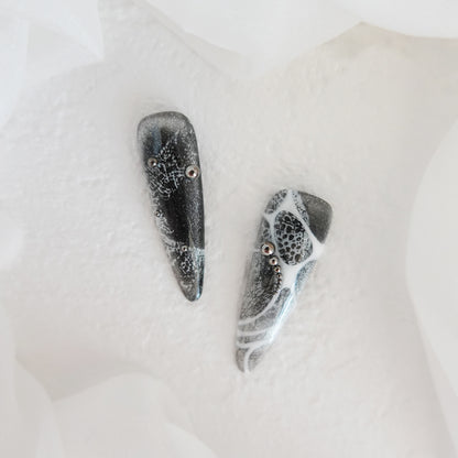 Midnight Ritual Hand Embossed Nails 2504101