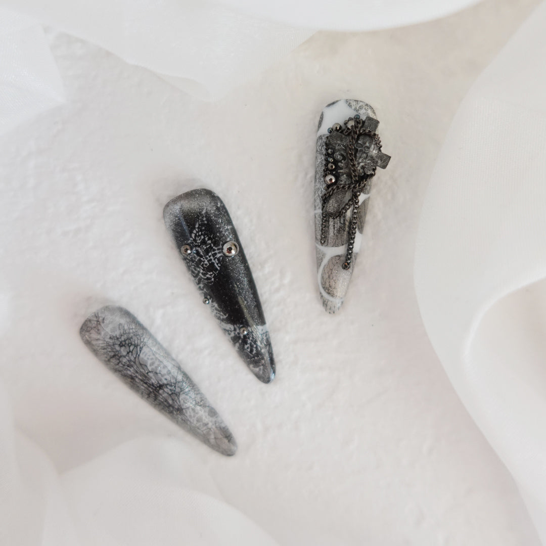 Midnight Ritual Hand Embossed Nails 2504101