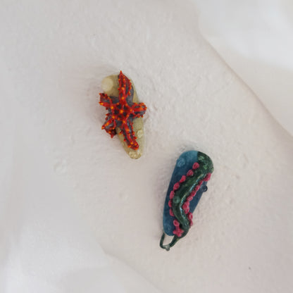 Deep Sea Dreams" Hand Embossed Nails 2504102