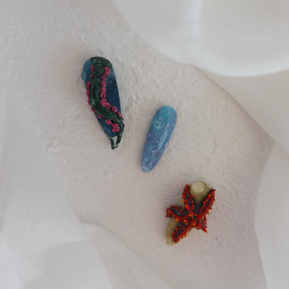 Deep Sea Dreams" Hand Embossed Nails 2504102