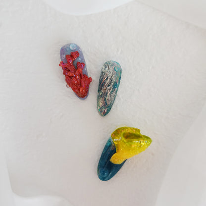 Deep Sea Dreams" Hand Embossed Nails 2504102