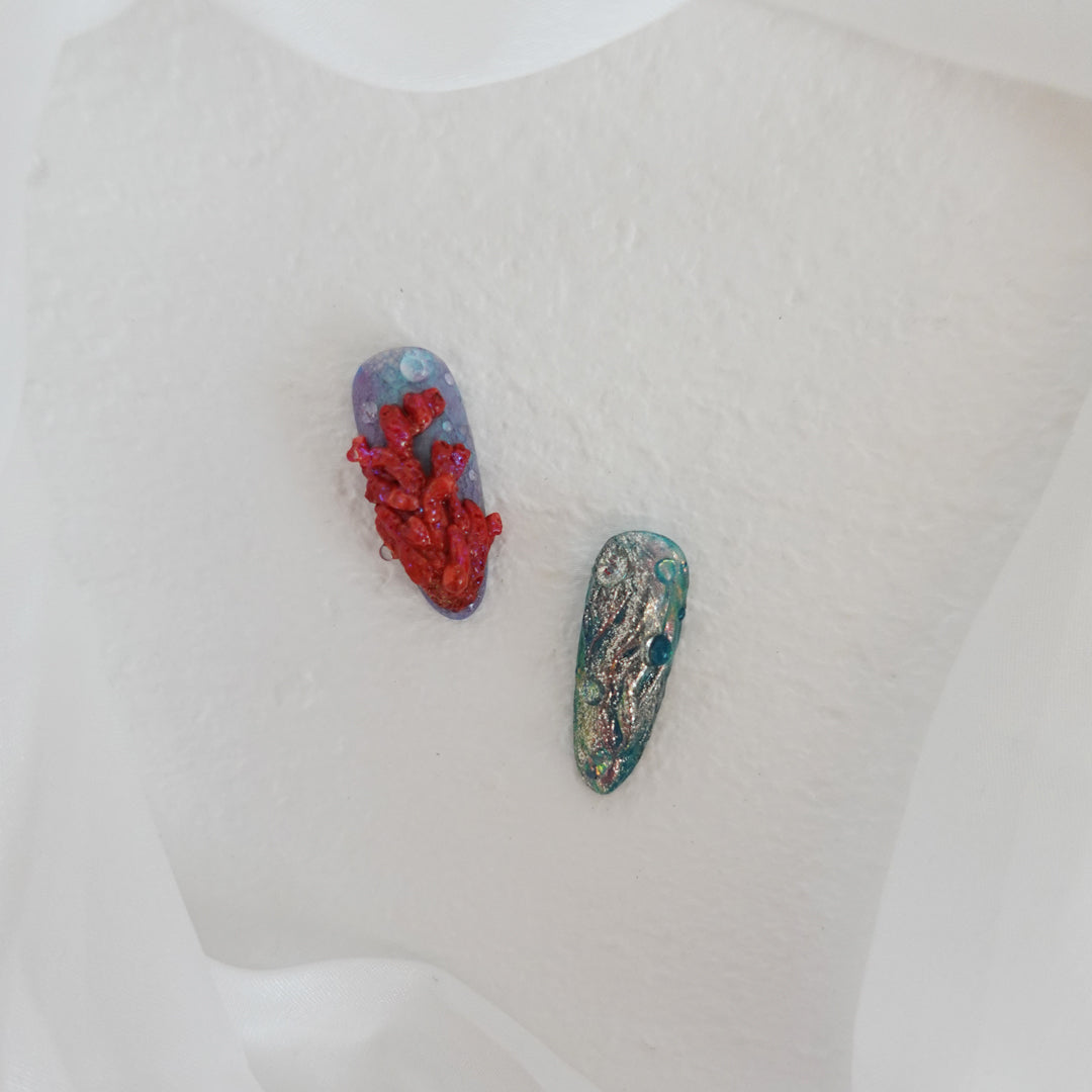 Deep Sea Dreams" Hand Embossed Nails 2504102
