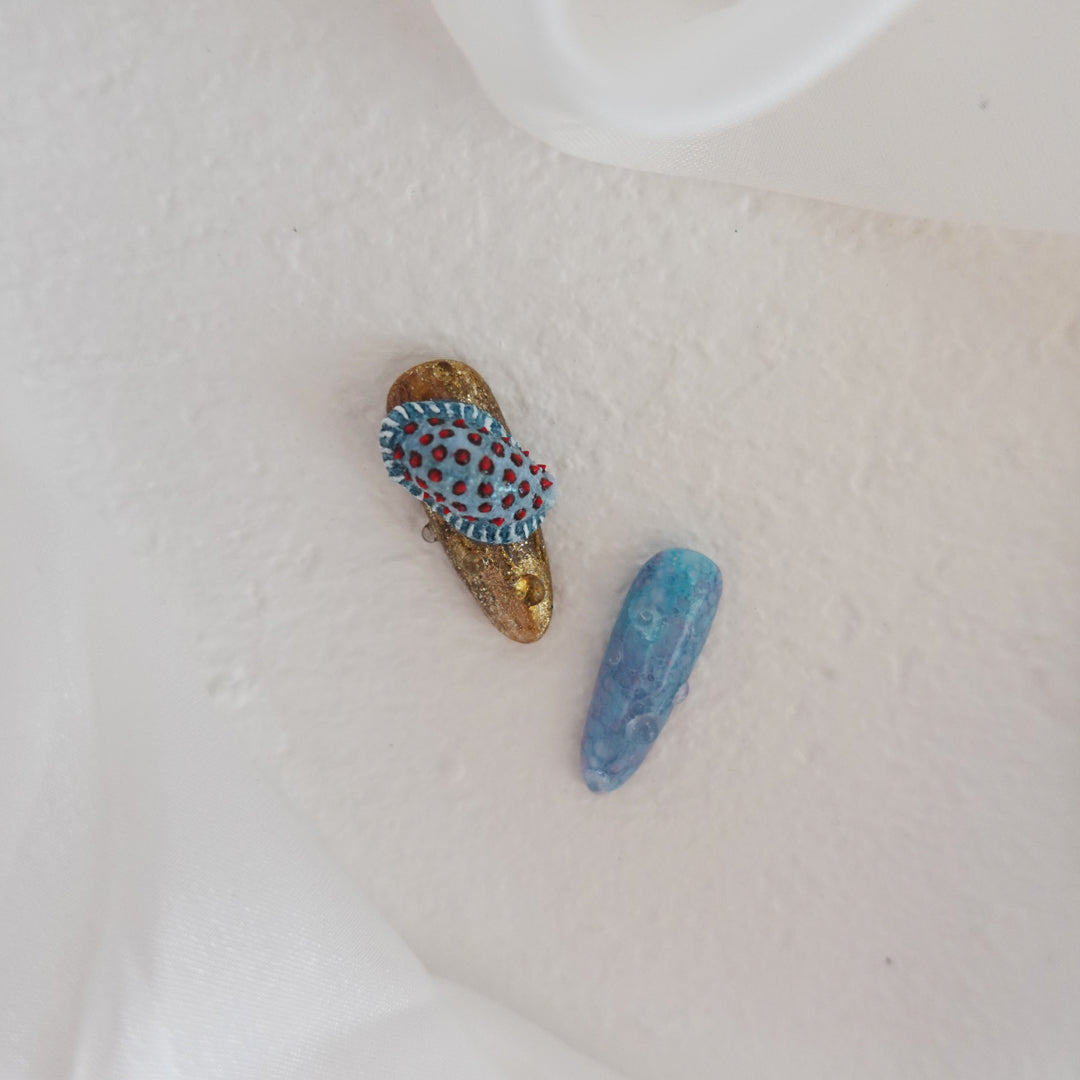 Deep Sea Dreams" Hand Embossed Nails 2504102